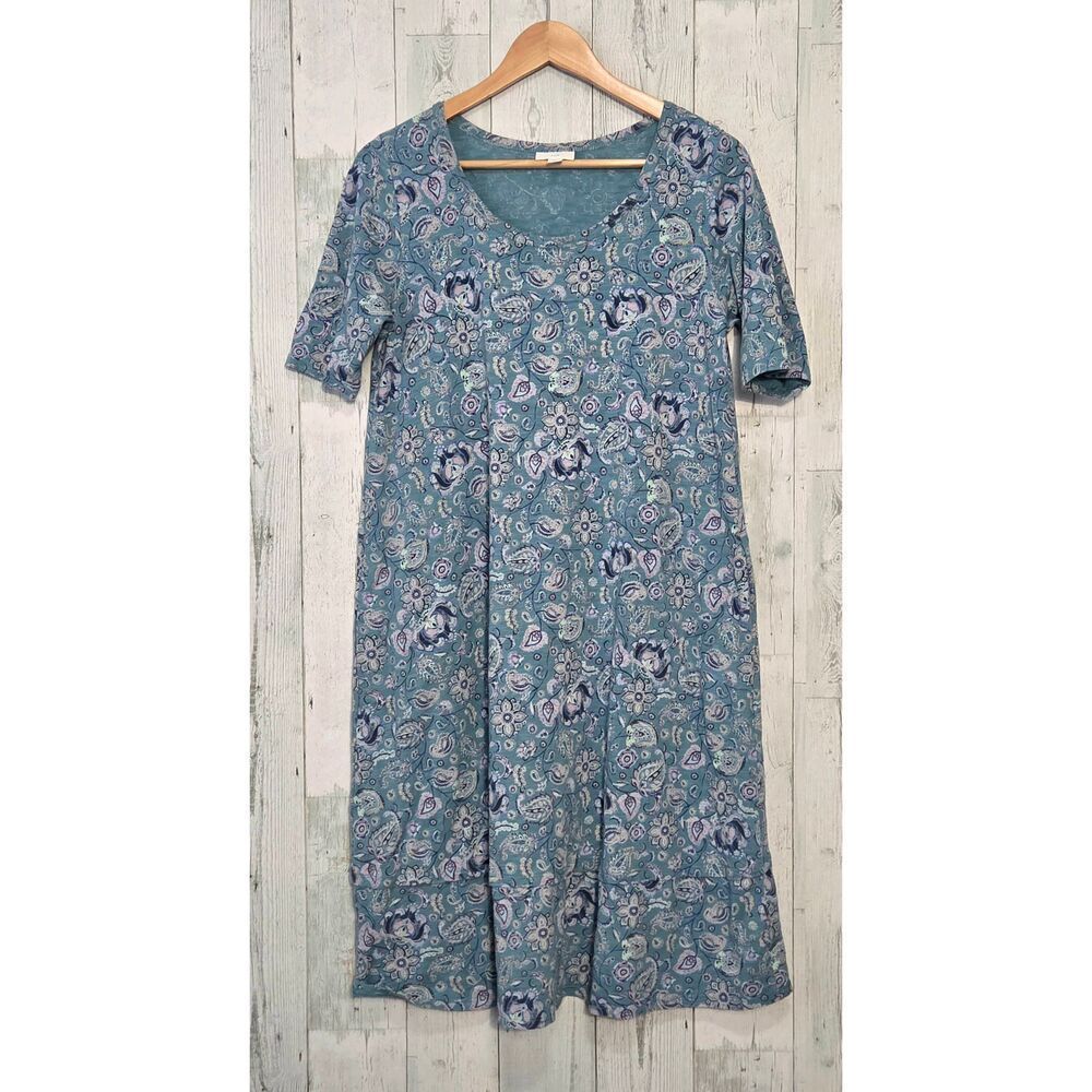 J. Jill Cotton Blend Paisley Shift Shirt Dress Pockets Sz. S Tall